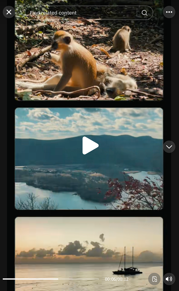 Still from a Rooted Earth Travel TikTok reel: a grid of wildlife, lake, and sunset destination clips.