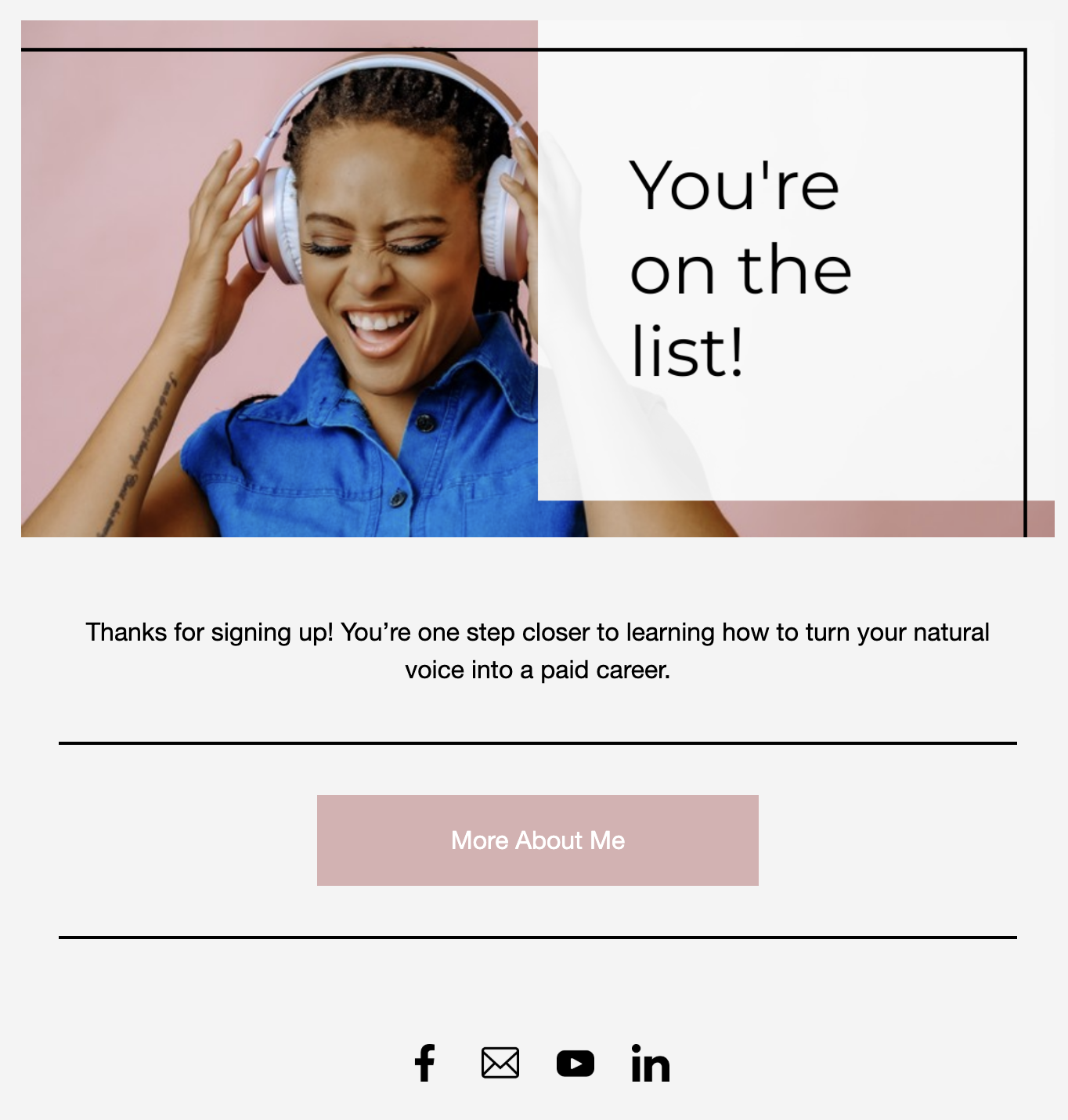 Email campaign design announcing the book to the client's mailing list.